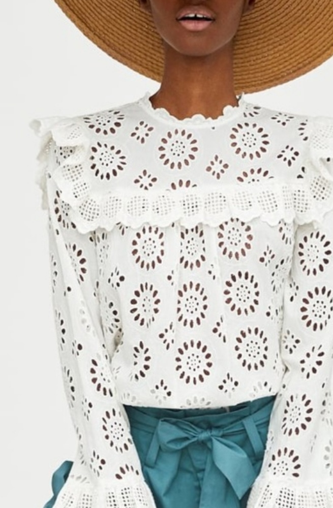 Zara die-cut embroidered blouse